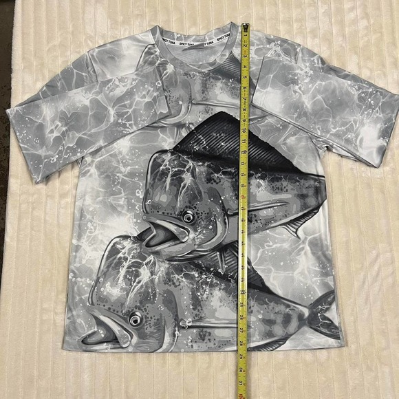 Spicy Tuna Coastal Long Sleeve Mahi-Mahi/Dolphin Black White Fishing Shirt XL - Picture 2 of 7